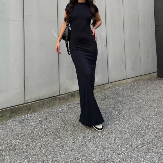 Vestido Feminino Longo Suplex Gringo com Costas Abertas Elegante