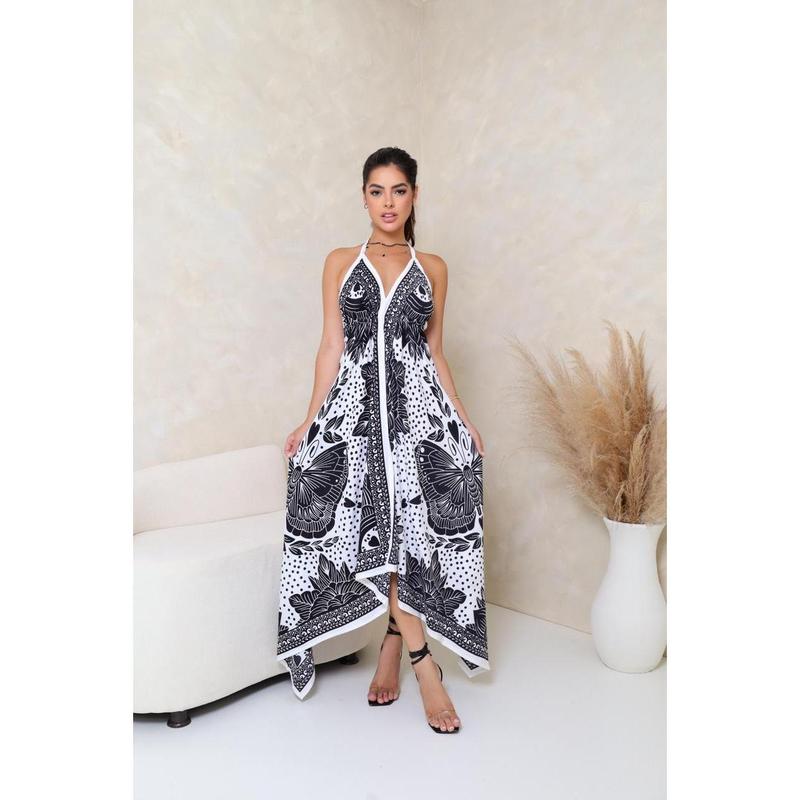 Vestido Indiano Longo - Lenço  Tamanho Único  Costa Nua