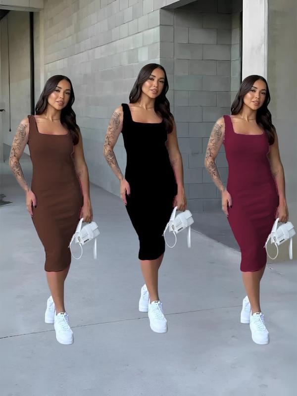 Vestido Midi Costas Nuas Tubinho Canelado Colado Modelador